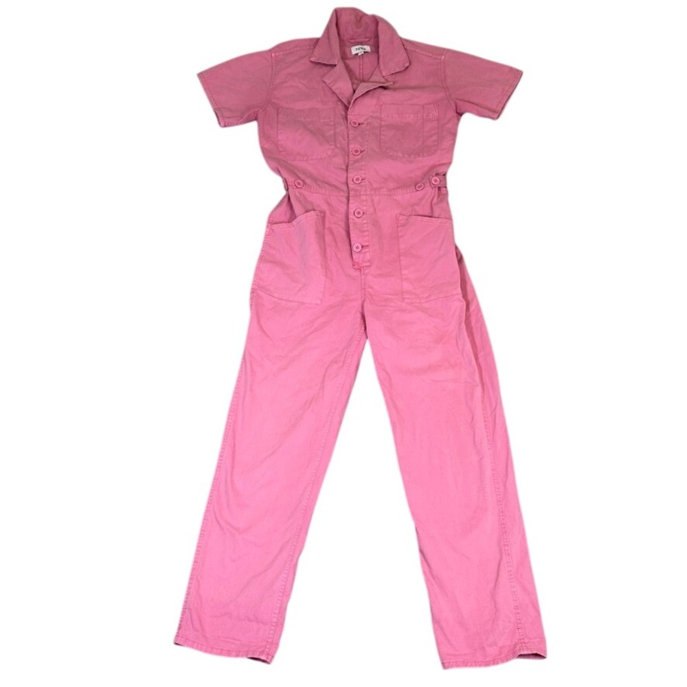 Pistola Pink Cotton Short Sleeve Utility Jumpsuit Boiler Suit Flamingo S